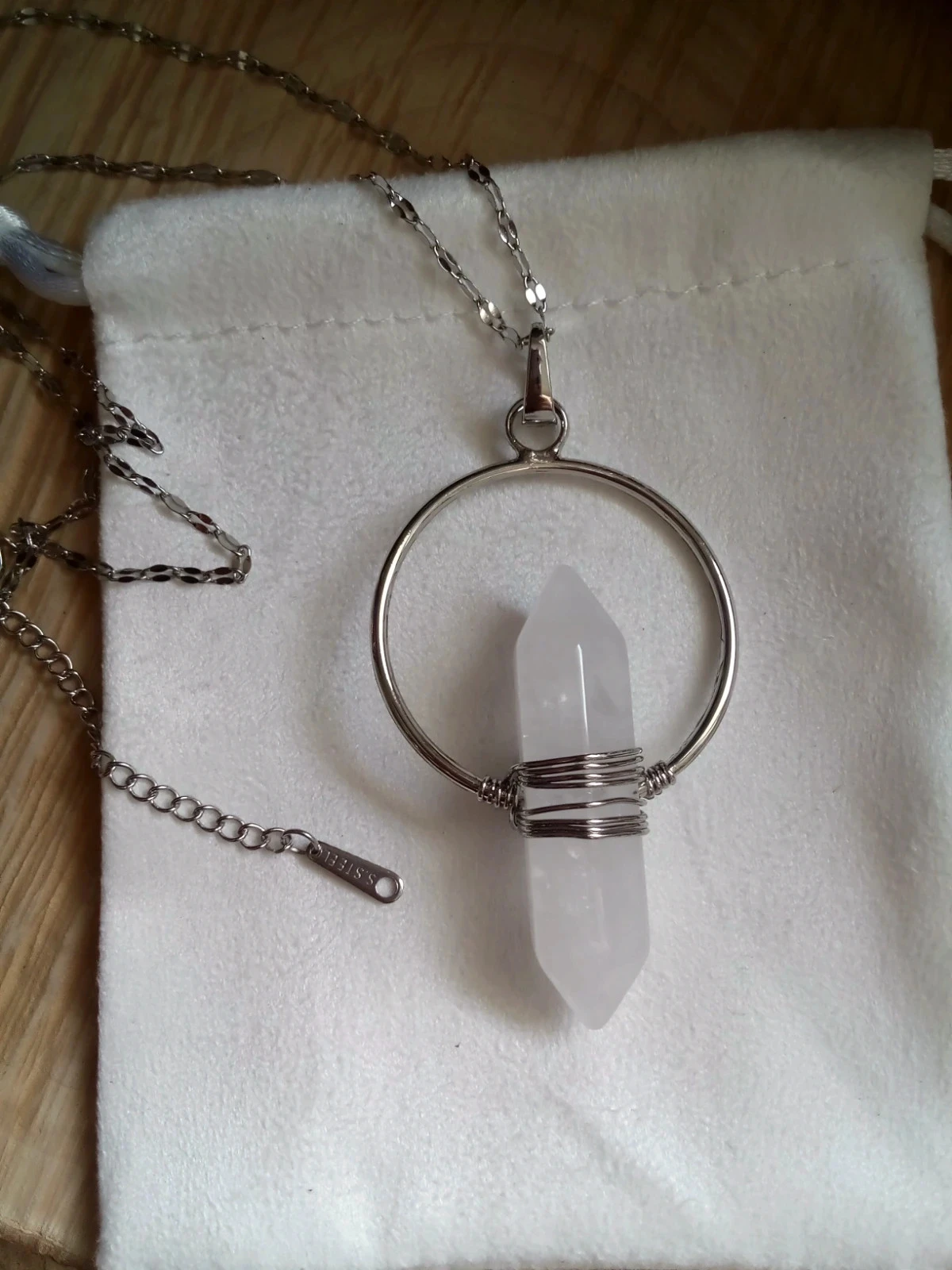 Collier argenté cristal de roche – photo 2